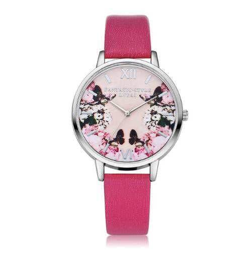 Ladies Flower Dial Wrist Watch