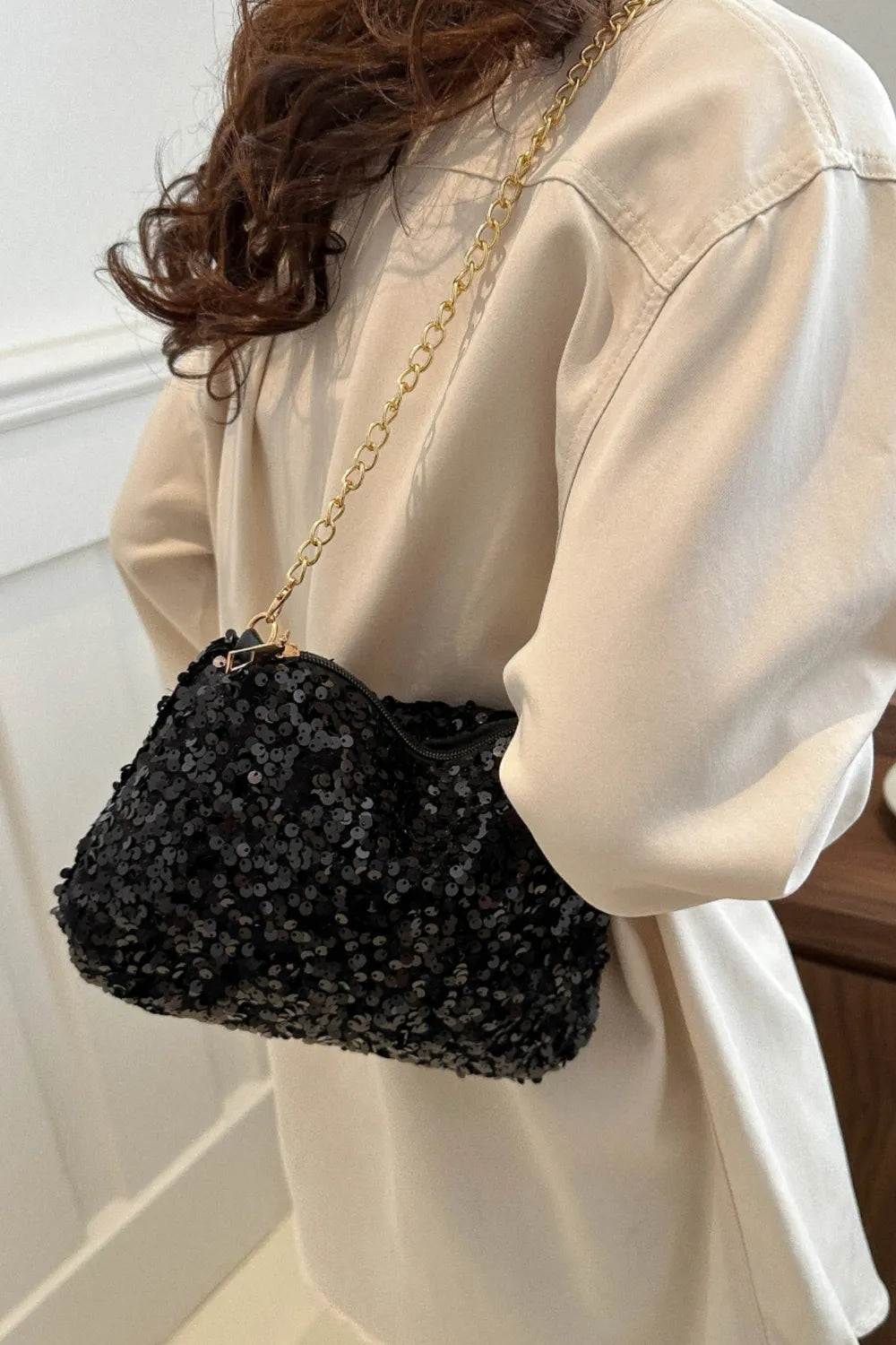 Sequin Removable Strap Shoulder Bag - various colours