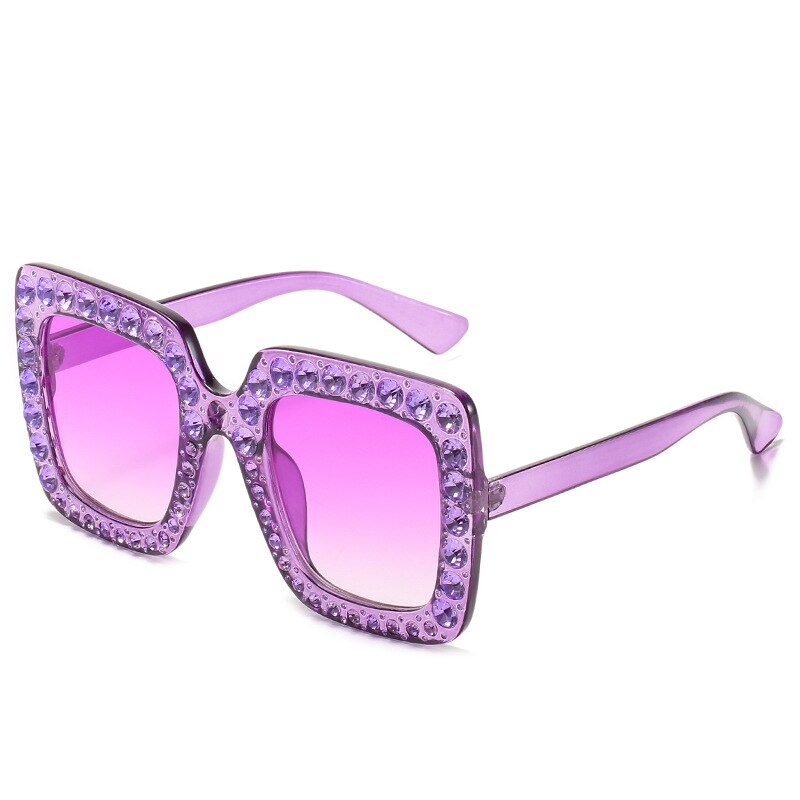 Ladies Vintage Oversized Square Rhinestone Sunglasses - various colours