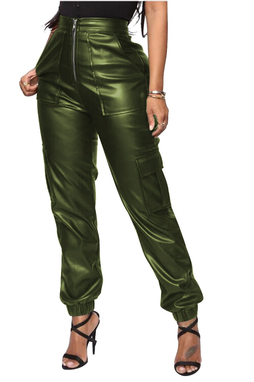 Women's Leather Effect PU Trousers - Various Colours