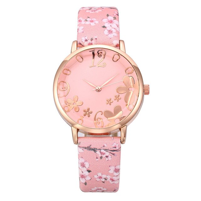 Ladies Quartz Wrist Watch Flower Design