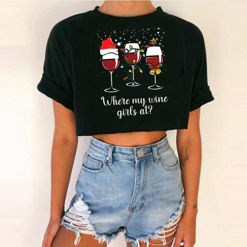 Women's Cropped Christmas T-Shirt - Various Styles