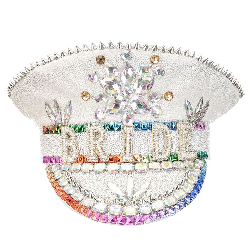 Handmade Sequined & Beaded Rhinestone Bride Hen Hat