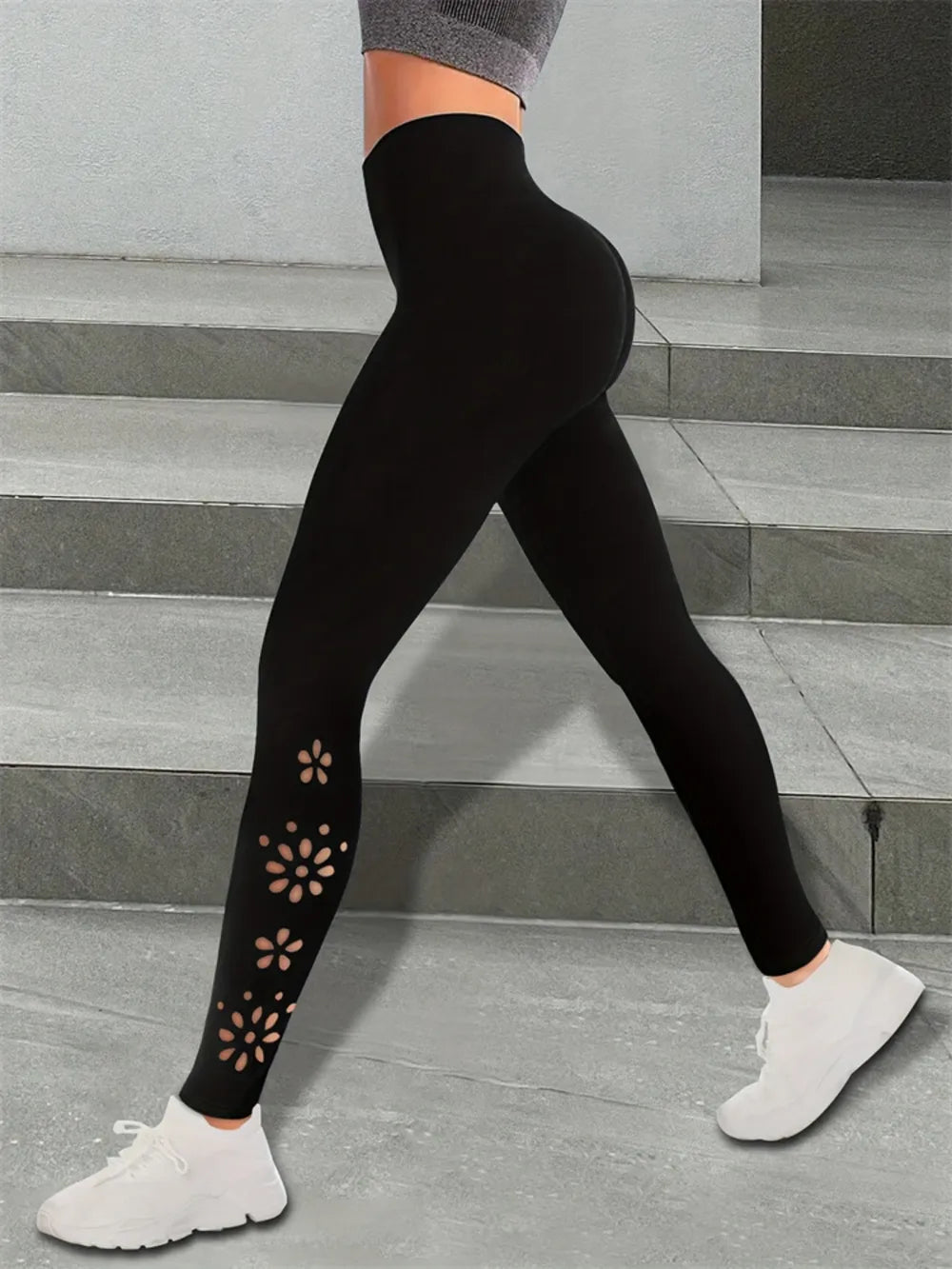 Women's Leggings - Cutout High Rise