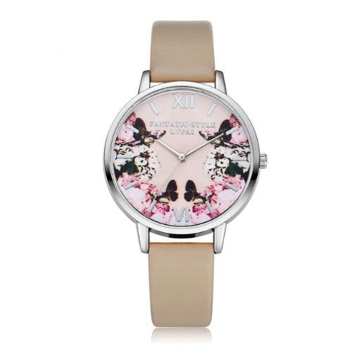 Ladies Flower Dial Wrist Watch