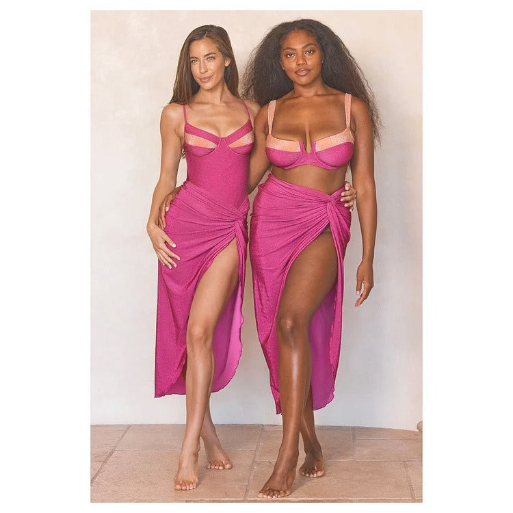 Swimsuit or Bikini Two Piece Set and Matching Cover All Skirt