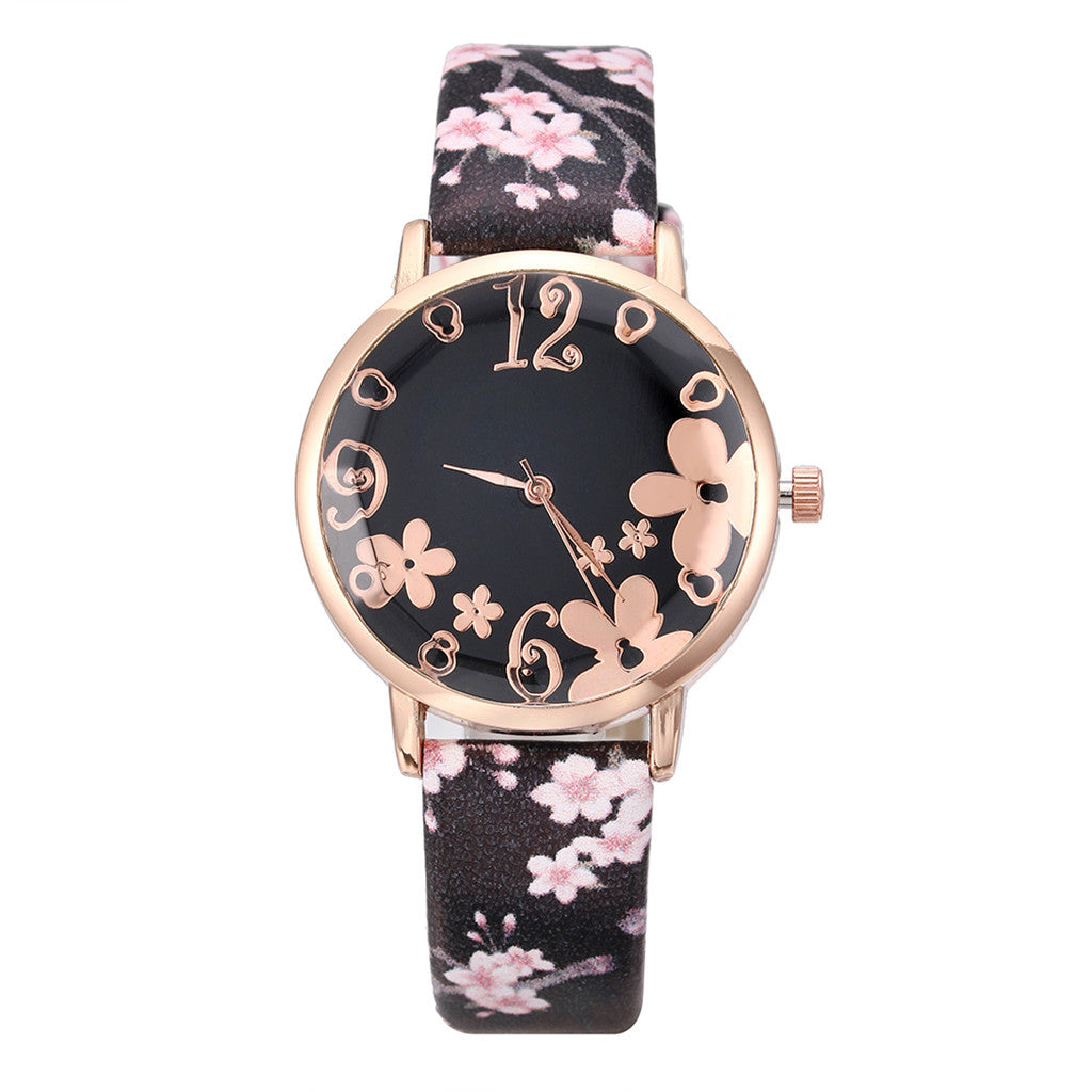 Ladies Quartz Wrist Watch Flower Design