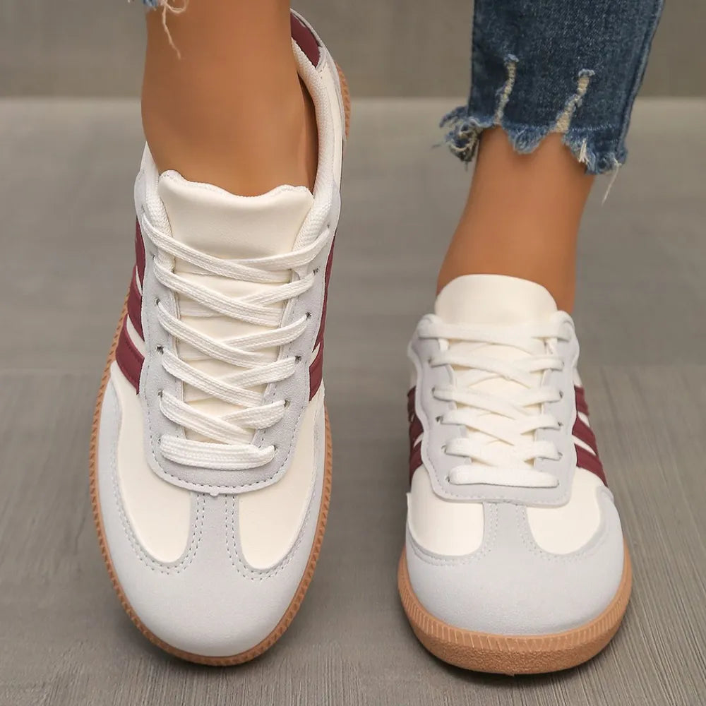 Contrast Lace Up Round Toe Trainers