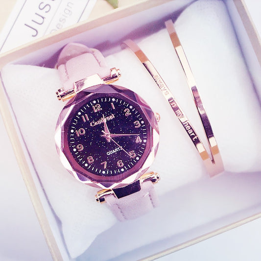 Ladies Quartz Wrist Watch & Bracelet Set