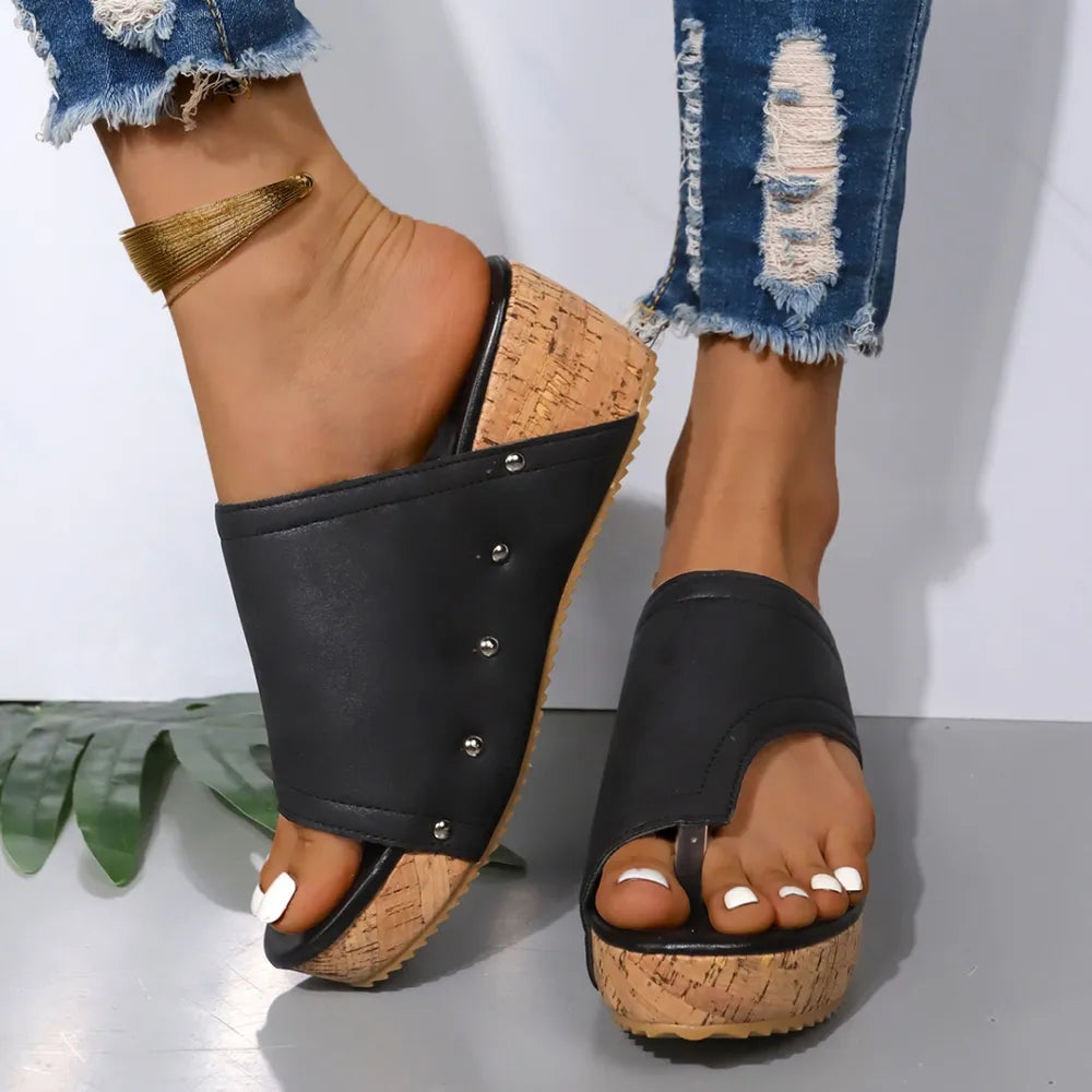 Women's PU Leather Wedge Sandal