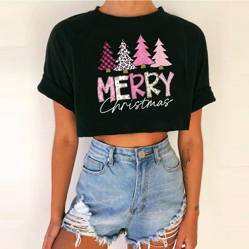 Women's Cropped Christmas T-Shirt - Various Styles