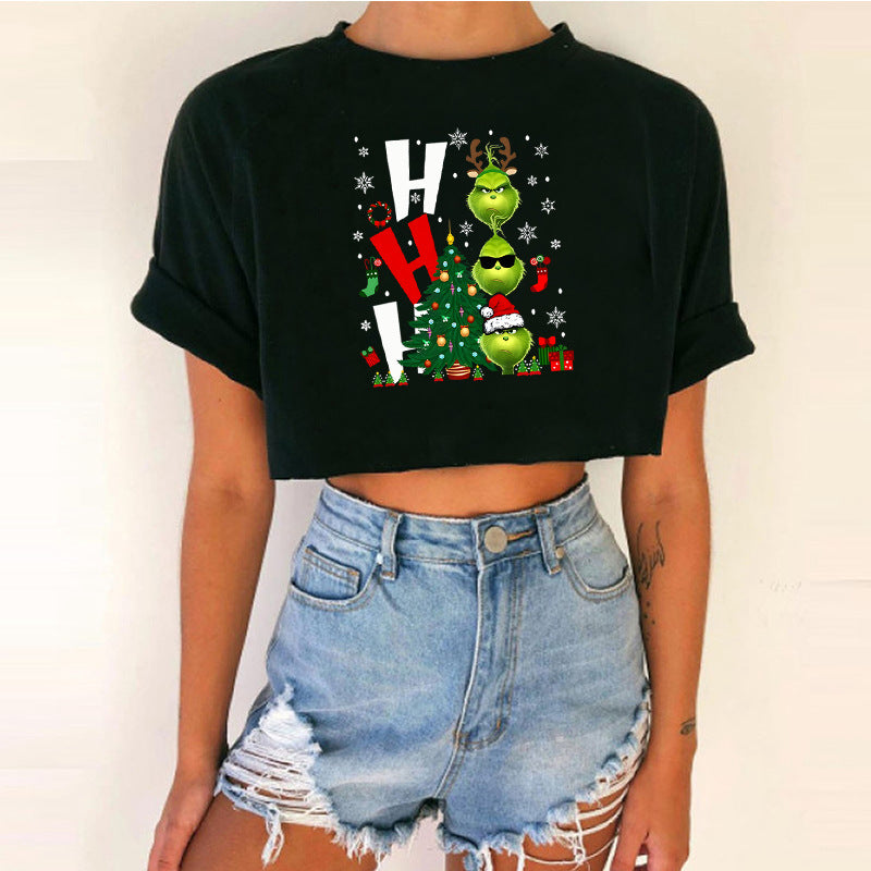 Women's Cropped Christmas T-Shirt - Various Styles
