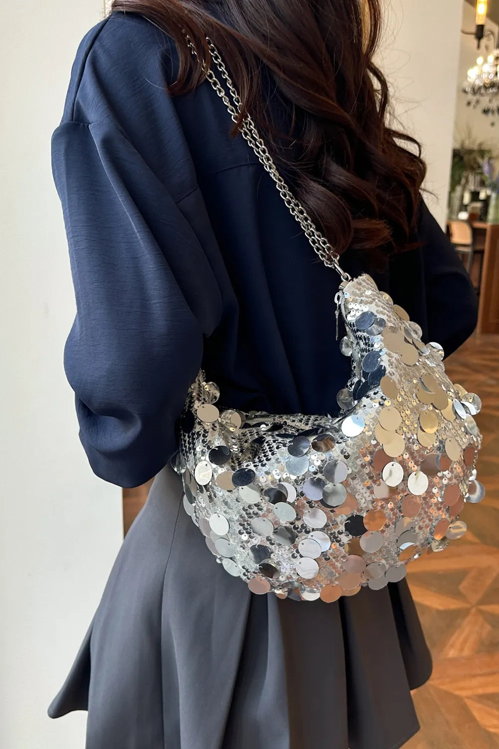 Sequin Chain Crossbody Bag - various colours