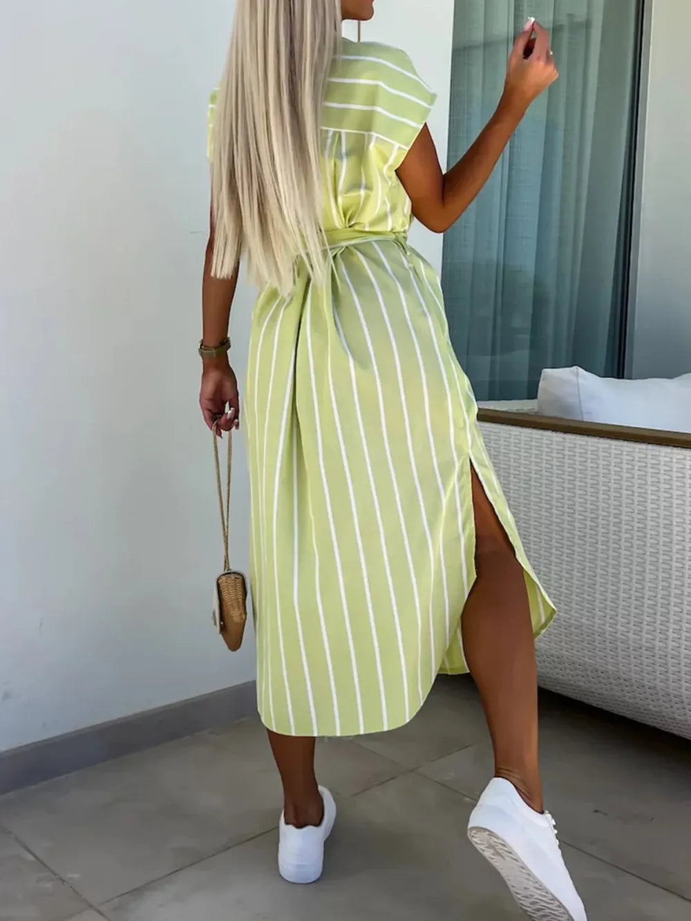 Women's Tie Waist Short Sleeve Dress