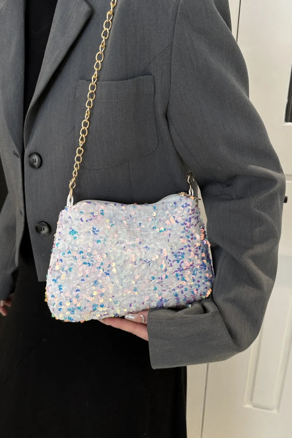 Sequin Removable Strap Shoulder Bag - various colours
