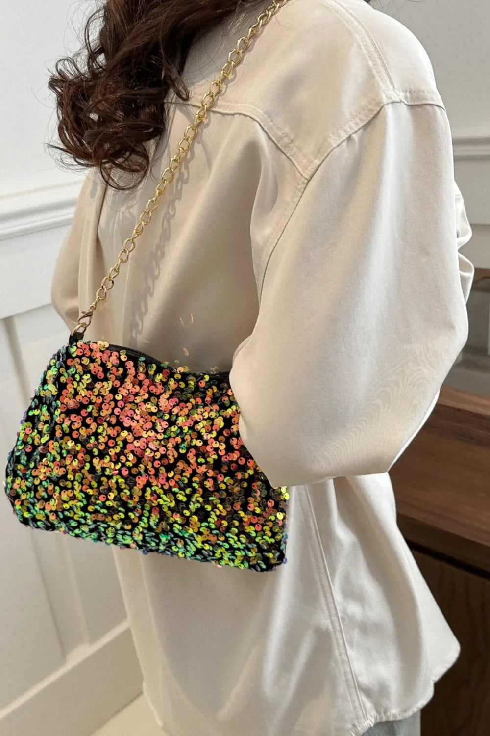 Sequin Removable Strap Shoulder Bag - various colours