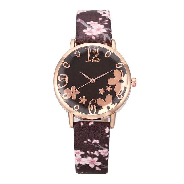 Ladies Quartz Wrist Watch Flower Design