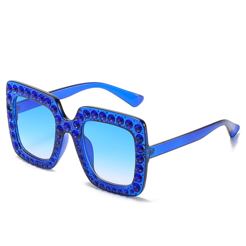 Ladies Vintage Oversized Square Rhinestone Sunglasses - various colours