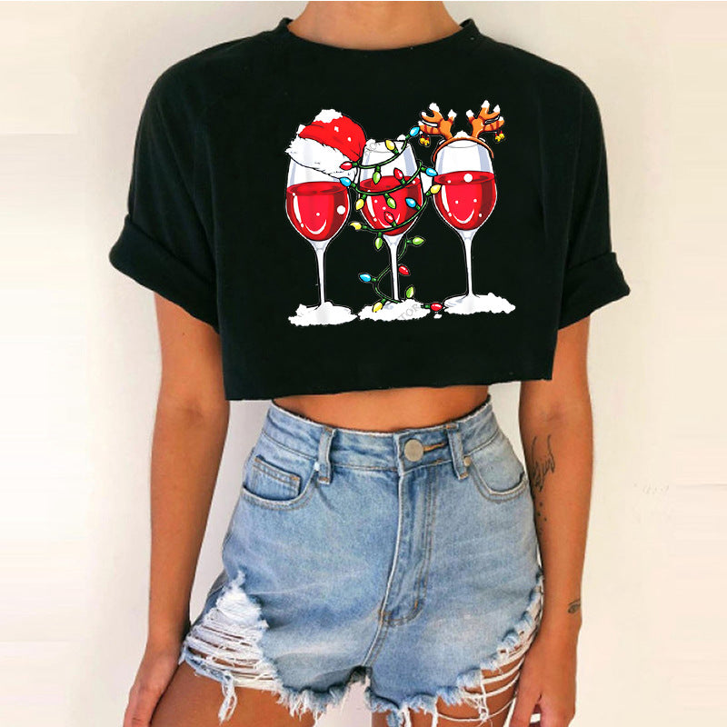 Women's Cropped Christmas T-Shirt - Various Styles
