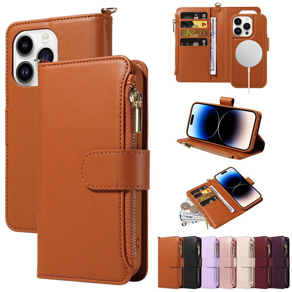 Iphone Case - Fits Various 11 - 15 Models - Includes Card and Coin Holder - various colours