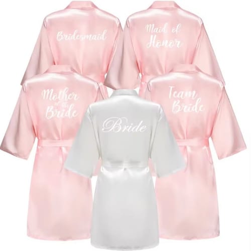 Baby Pink Satin Robe Hen, Bride, Hen Party, Sister, Squad, Mother, Bridesmaid -