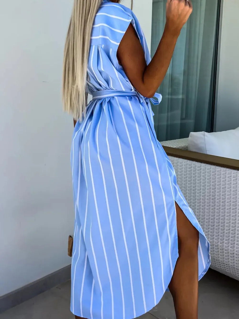 Women's Tie Waist Short Sleeve Dress