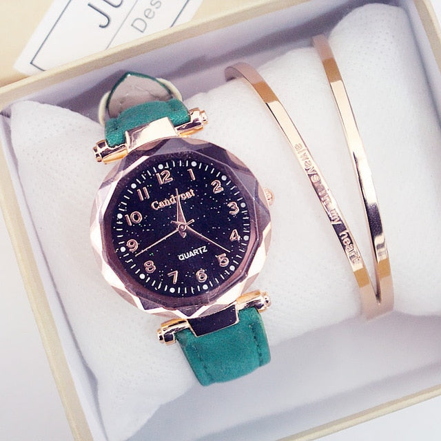 Ladies Quartz Wrist Watch & Bracelet Set