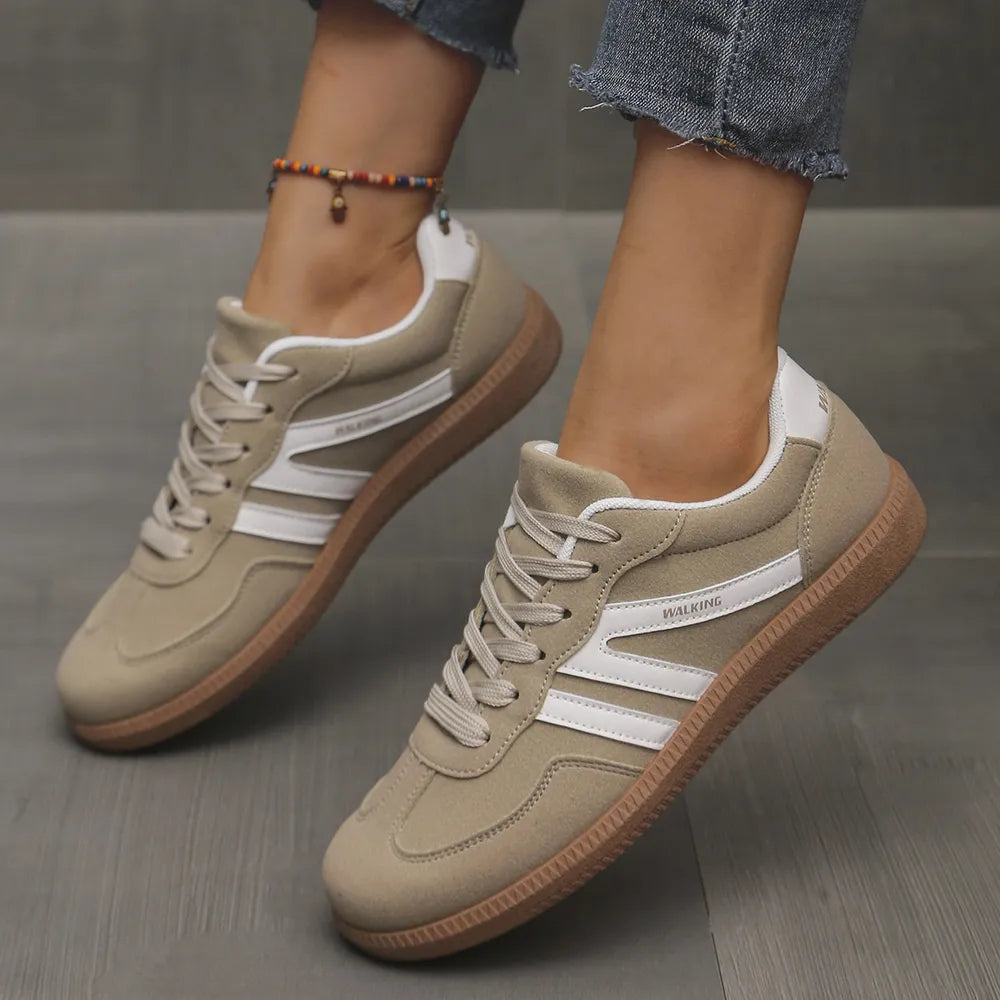 Contrast Lace Up Round Toe Trainers