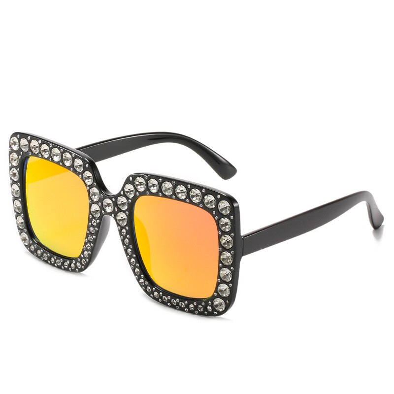 Ladies Vintage Oversized Square Rhinestone Sunglasses - various colours