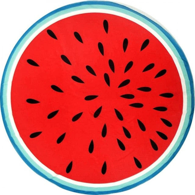 Round Beach Towel with Various Food Designs