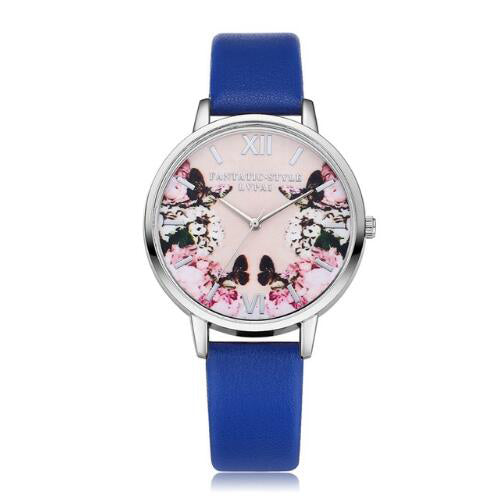 Ladies Flower Dial Wrist Watch