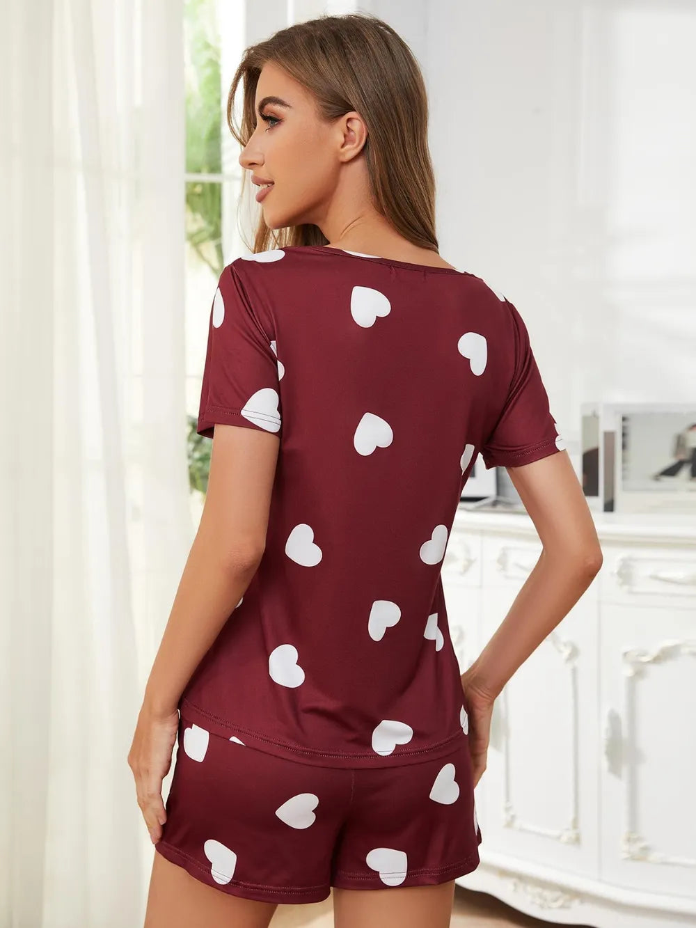 Women's Heart Print Pyjama Set