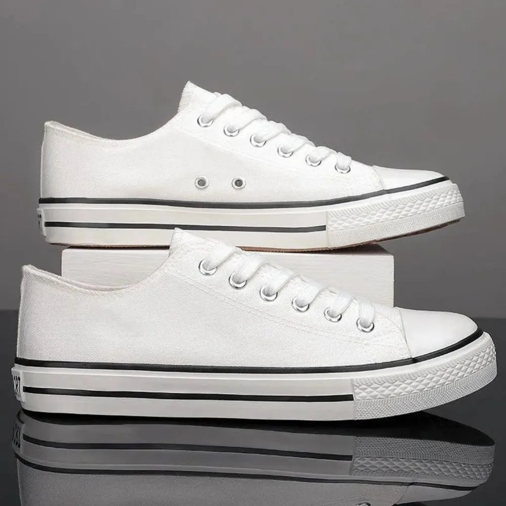 Lace Up Round Toe Canvas Trainer Shoes