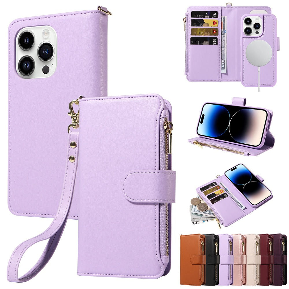 Iphone Case - Fits Various 11 - 15 Models - Includes Card and Coin Holder - various colours