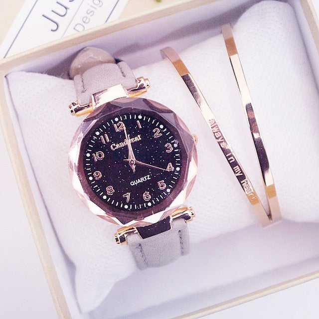 Ladies Quartz Wrist Watch & Bracelet Set