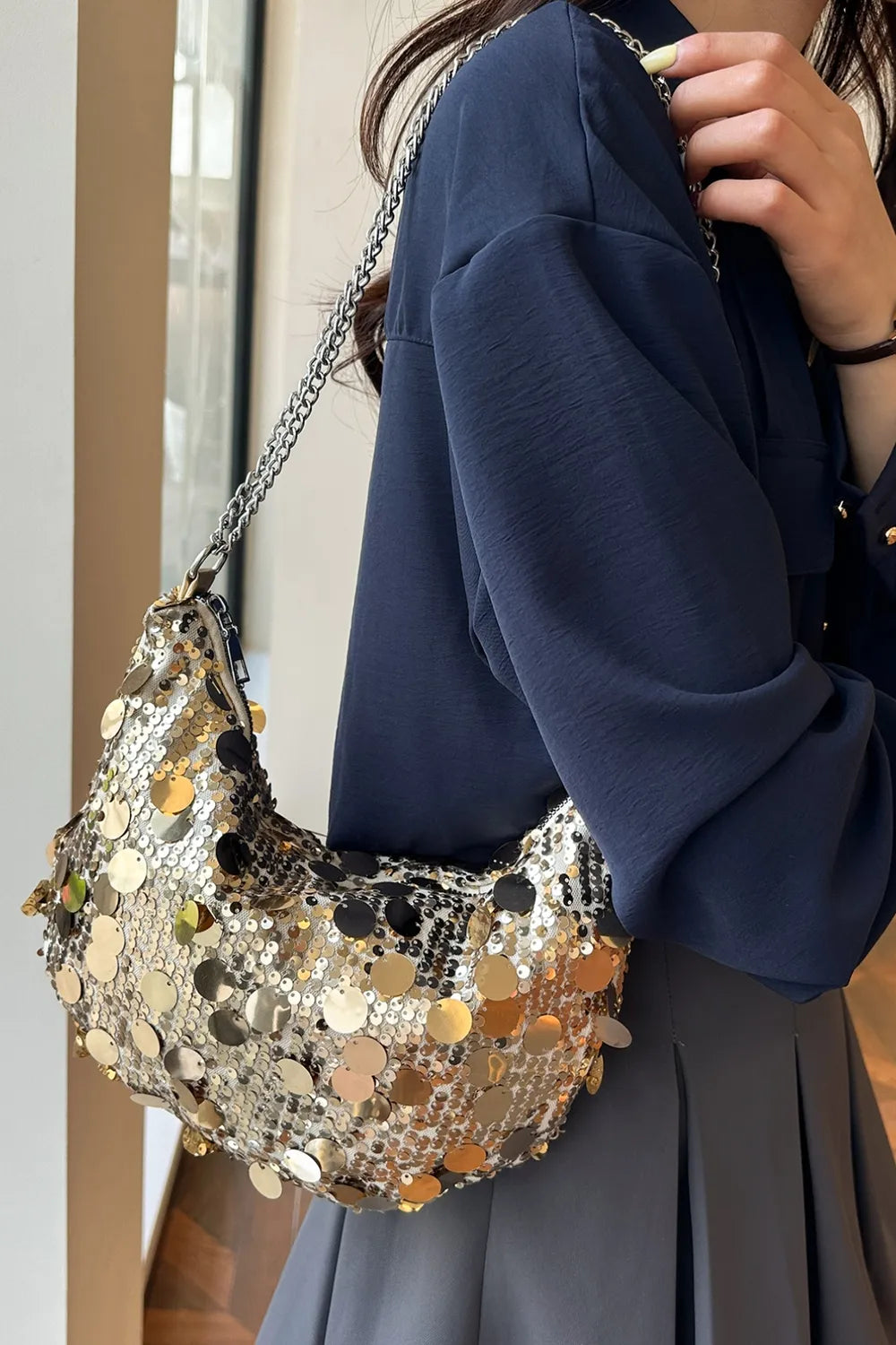 Sequin Chain Crossbody Bag - various colours