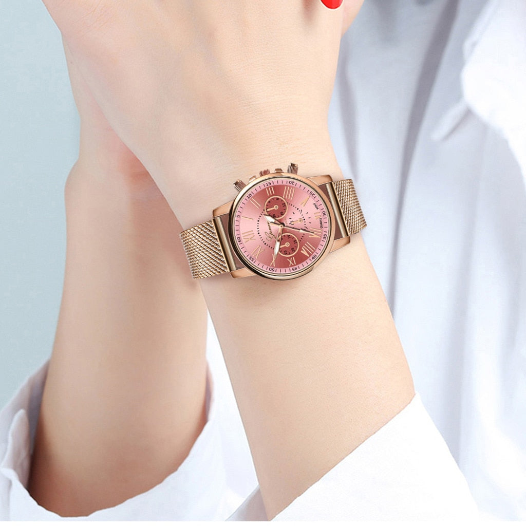Ladies Quartz Wrist Watch - Leather Band