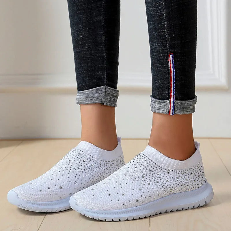 Rhinestone Decor Mesh Breathable Trainer