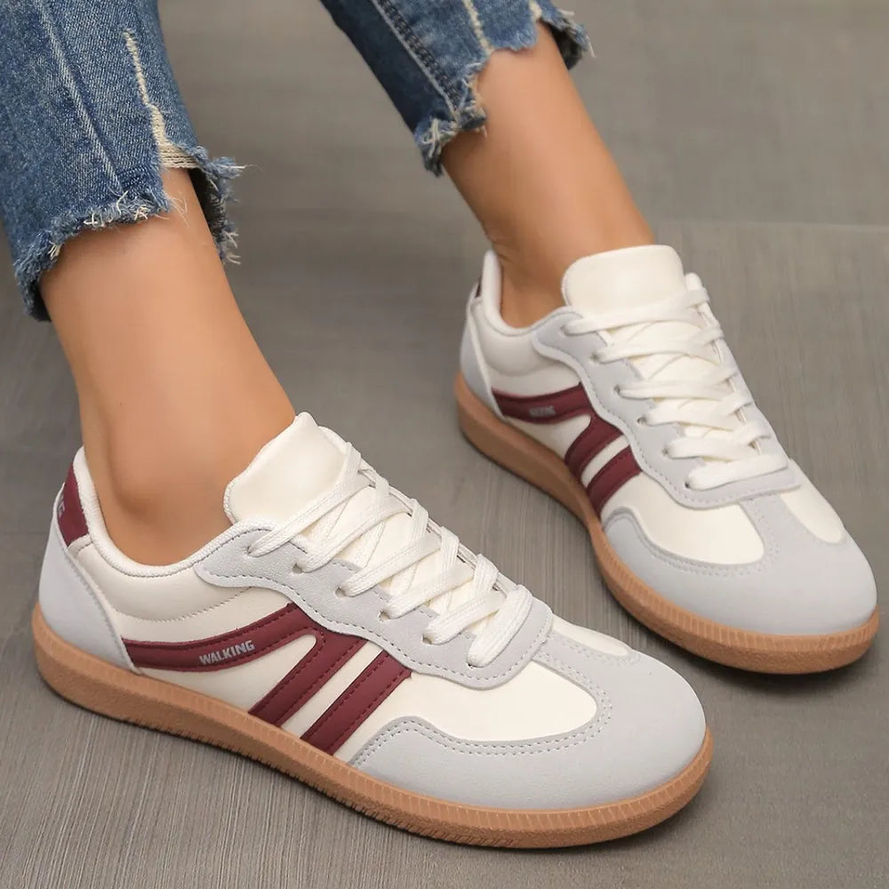 Contrast Lace Up Round Toe Trainers