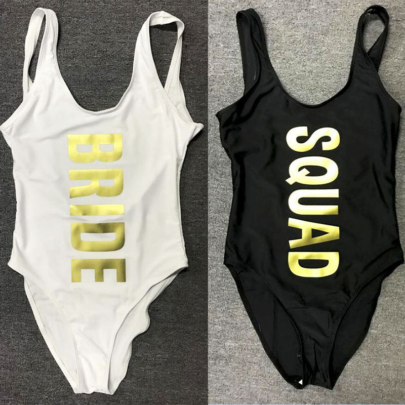 Swim Suit One Piece Bride Squad