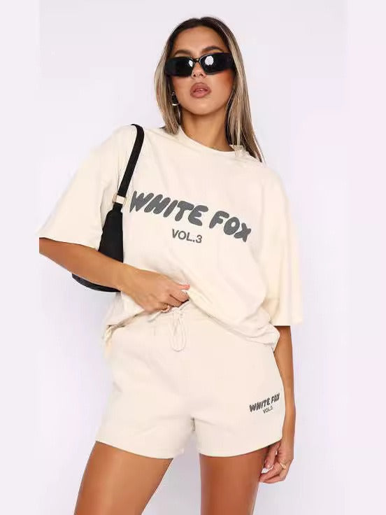 Women's T Shirt and Short Co-Ord Set - White Fox - various colours