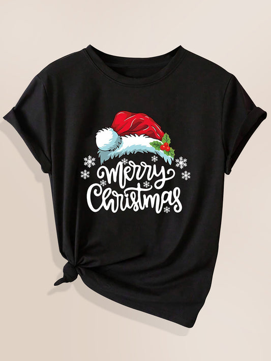 Women's Christmas T-Shirt - Santa Hat