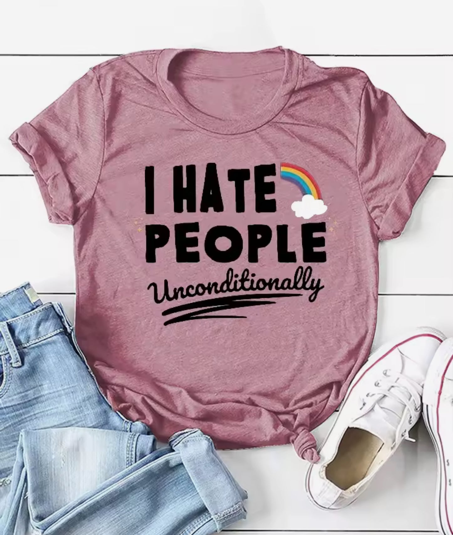 Ladies Slogan T-Shirt - I Hate People Unconditionally - various colours - size S - 3XL