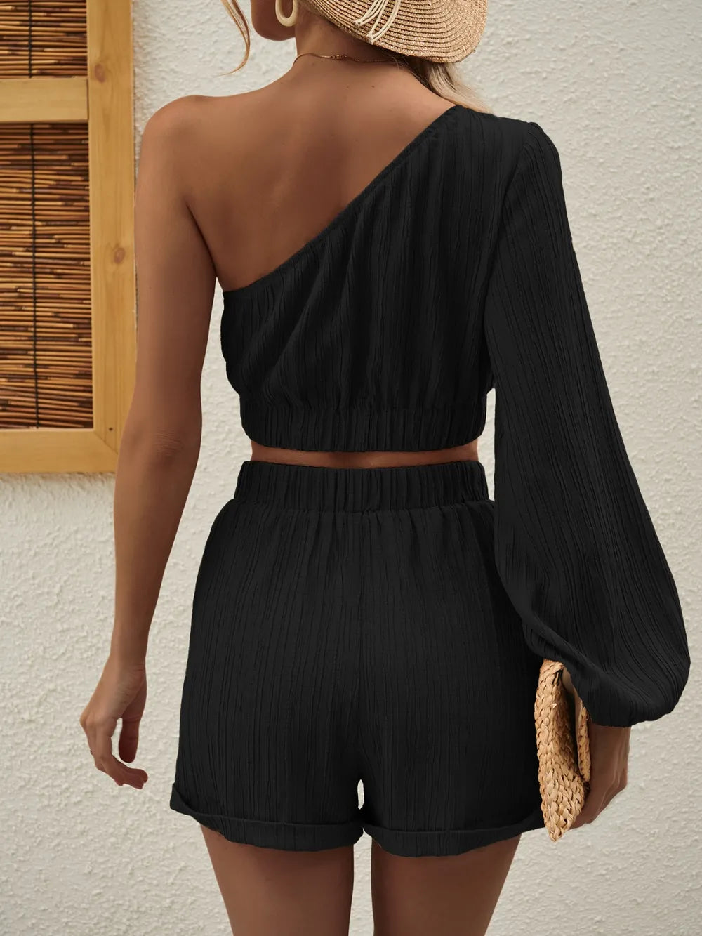 Women's Off Shoulder Top and Shorts Co-Ord Set