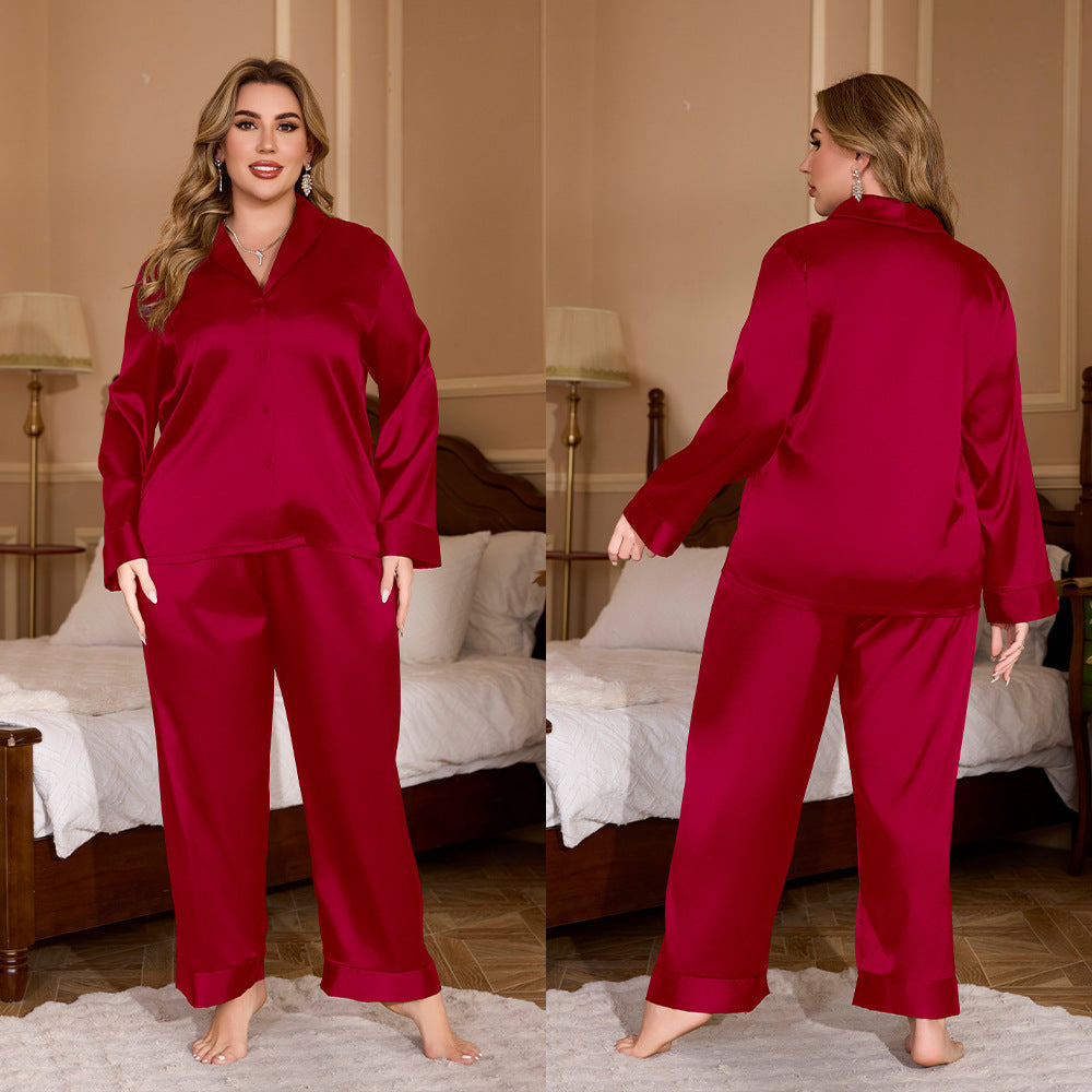 Women's Pyjama Set Top and Trouser - Satin Effect