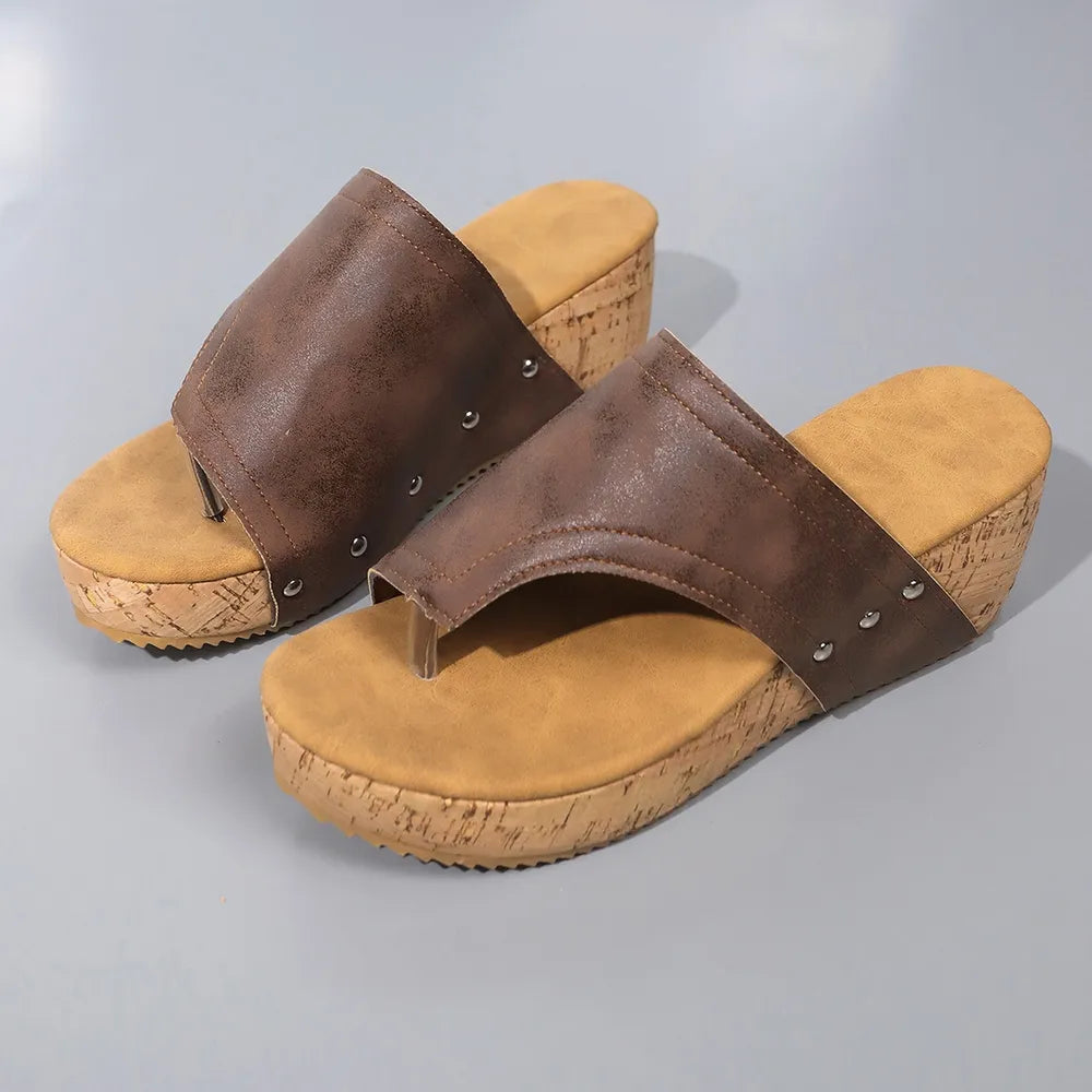 Women's PU Leather Wedge Sandal