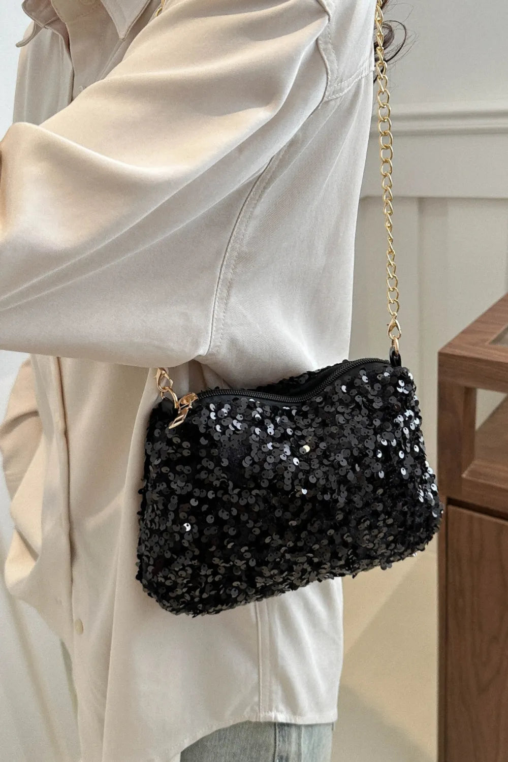 Sequin Removable Strap Shoulder Bag - various colours