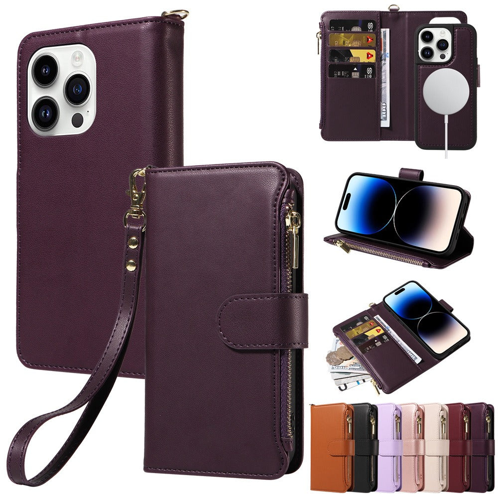 Iphone Case - Fits Various 11 - 15 Models - Includes Card and Coin Holder - various colours