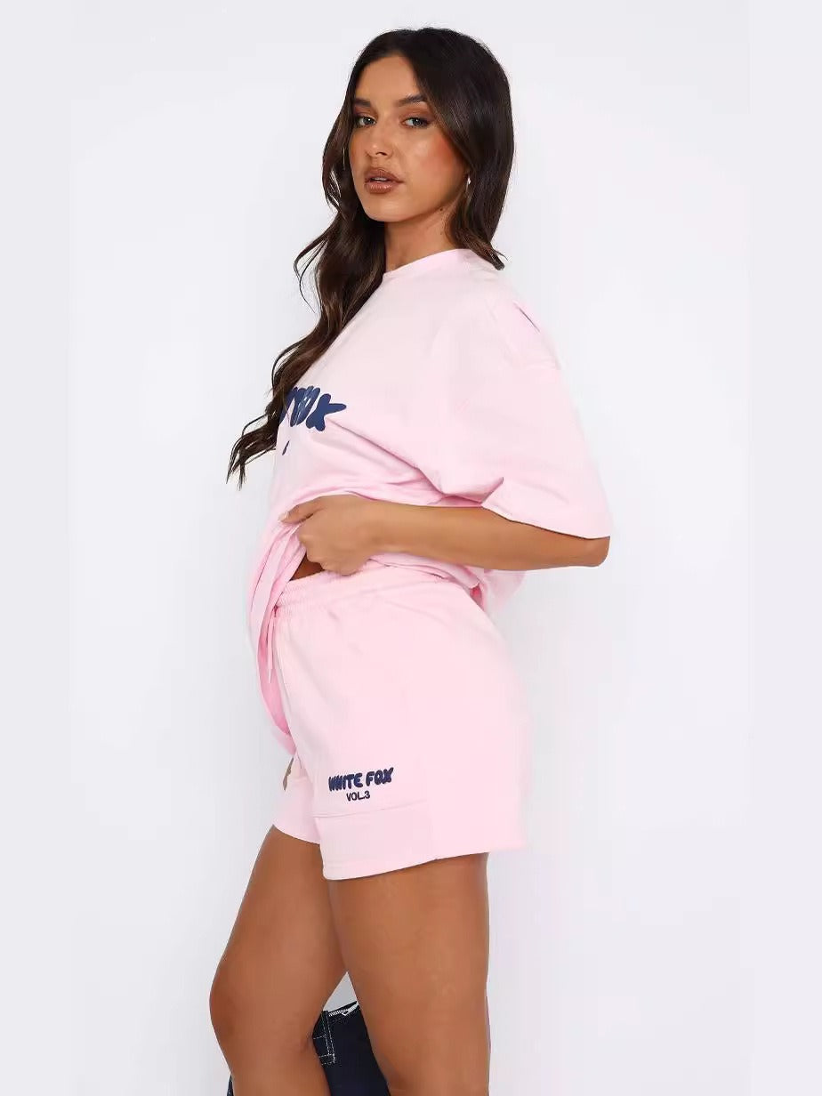 Women's T Shirt and Short Co-Ord Set - White Fox - various colours