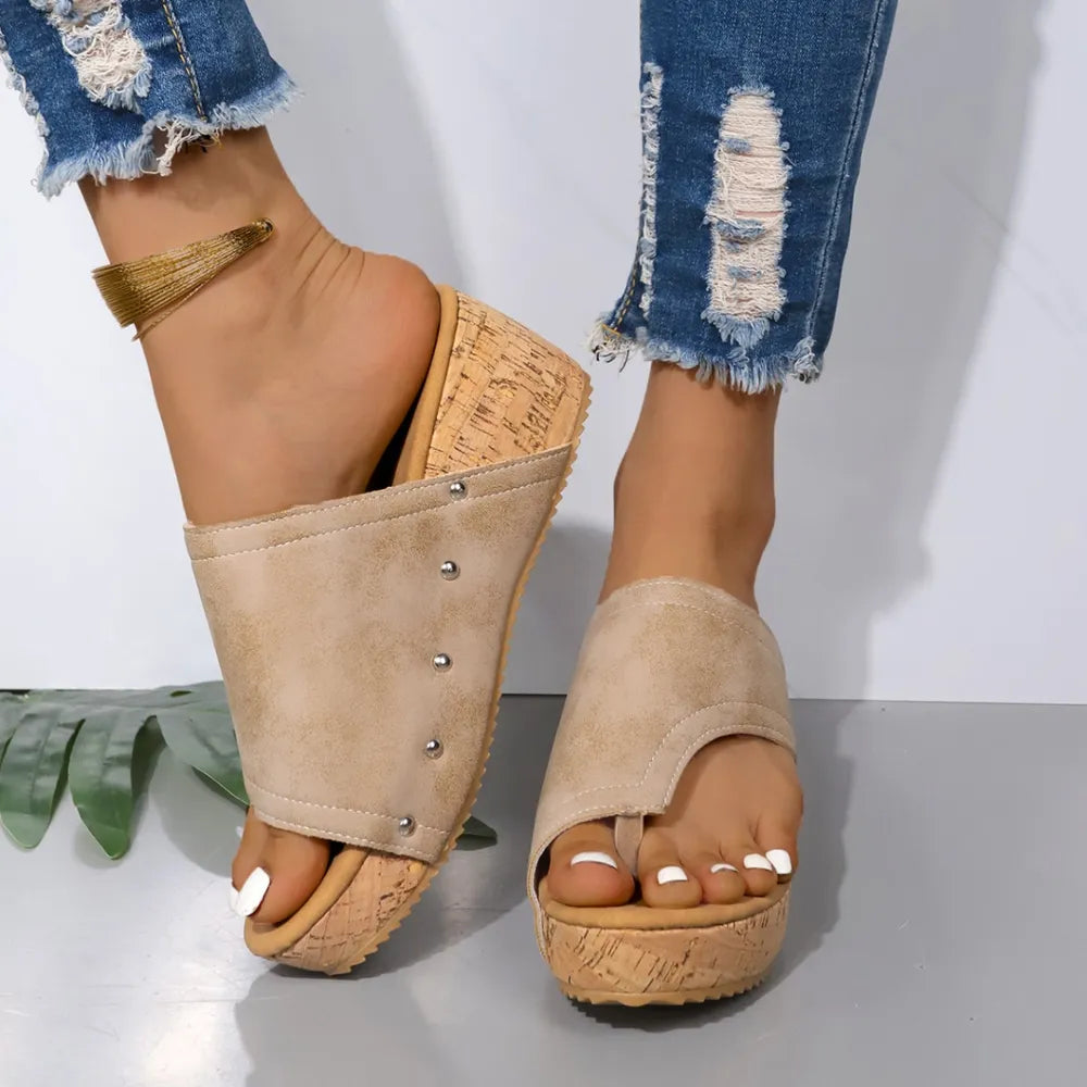 Women's PU Leather Wedge Sandal